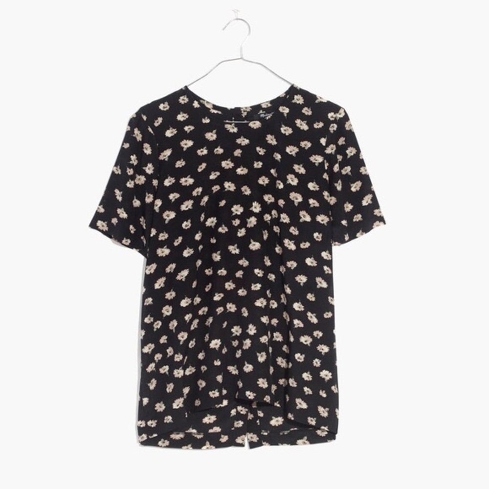 Madewell Silk Button-Back Tee in Seattle Floral